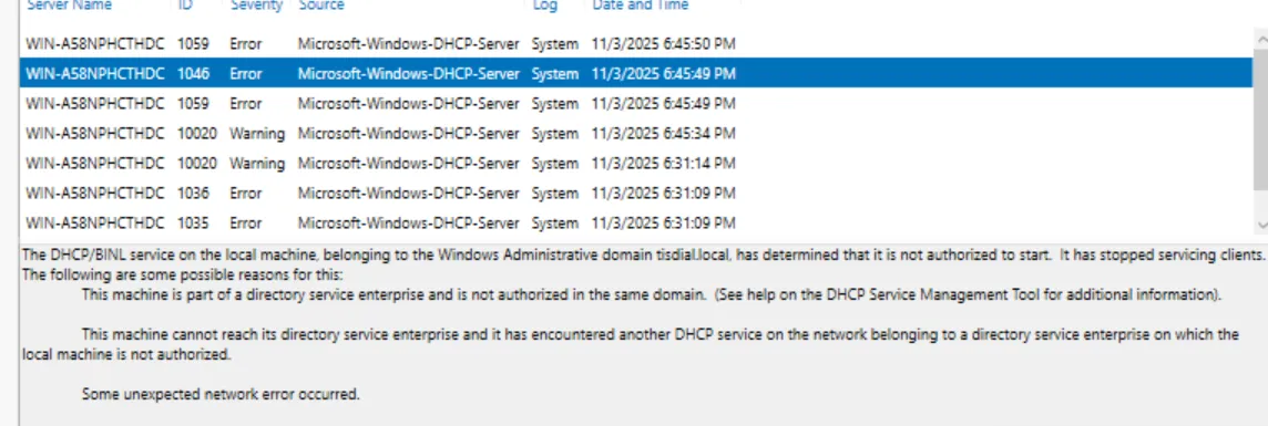 Windows Event Viewer showing "Not Authorized" errors (Event ID 1046)